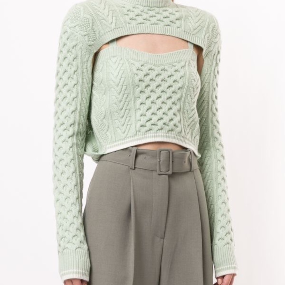 Rosie Assoulin Thousand in One Ways Sweater in Mint